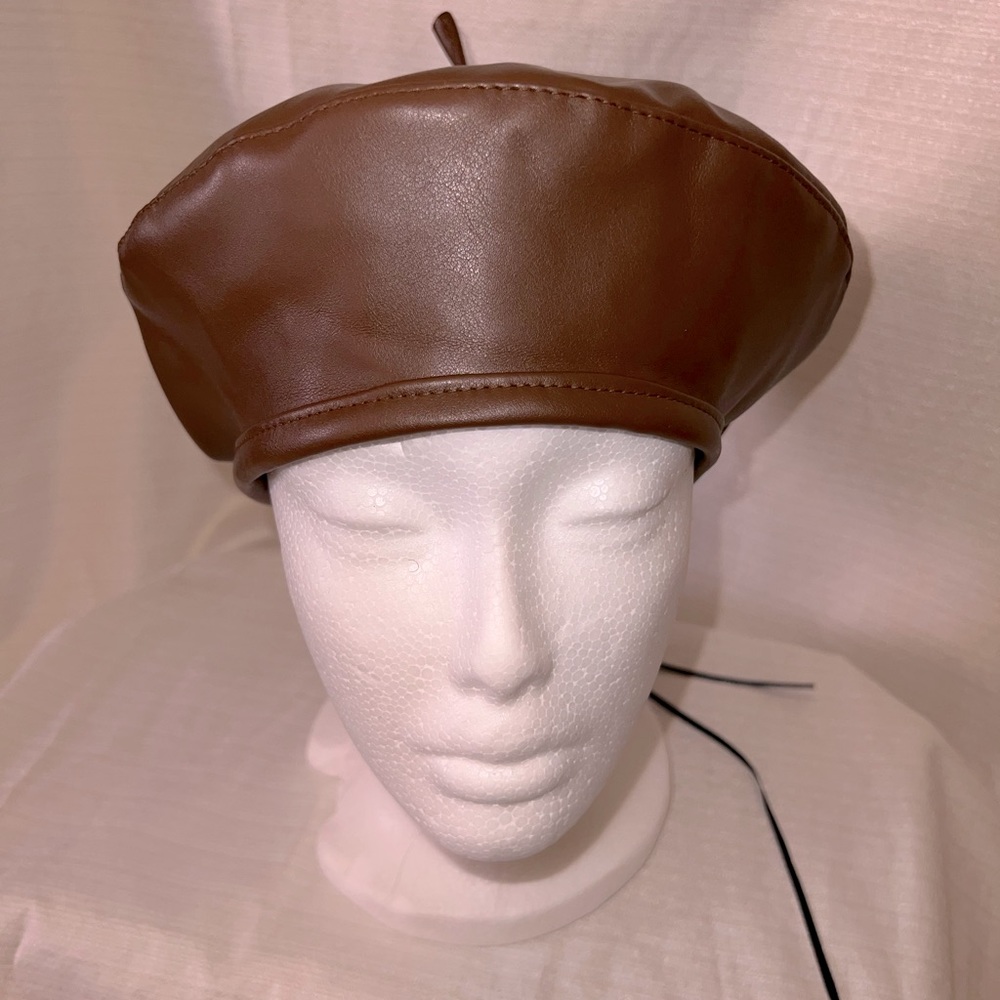 Brown Faux Leather Tam